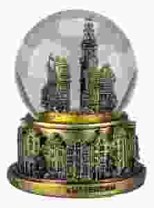 Sneeuwbol Amsterdam - Goudkleurig, 9 cm