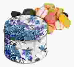 Lekkernij blik Delfts Blauwe Vogel met snoepgoed