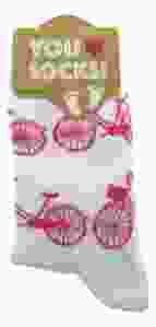 Dames Sokken "Wit met Roze Fietsen" 35-41