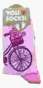 Dames Sokken Roze met Fiets 35-41