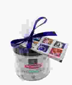 Stroopwafels in blikje, met cadeaubericht