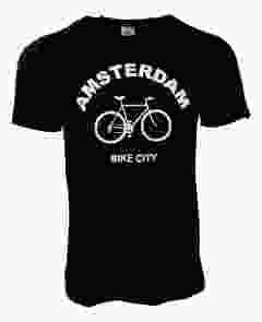Unisex T-Shirt "Amsterdam Bike City" Zwart 