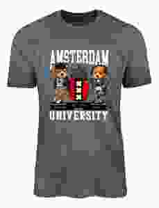 Unisex T-Shirt Amsterdam Bear University Donker Grijs