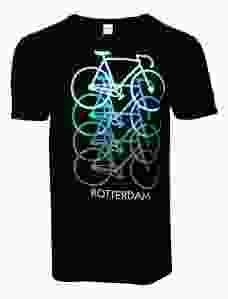T-Shirt Neon Fietsen Rotterdam Zwart