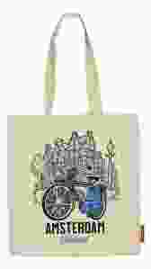 Katoenen Tas "Amsterdam Fiets Blauw"