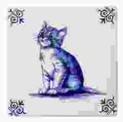 Tegel "De Poes" , 13 cm 