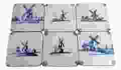 Onderzetters Delfts blauwe tegels met molens