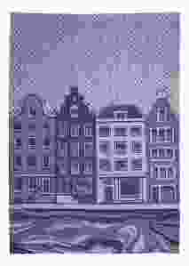 Theedoek Huisjes Delfts Blauw 50x70cm