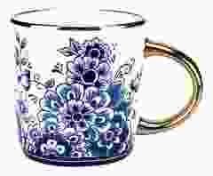 Theemok "Bloemen - Goud" Delfts Blauw
