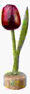 Tulp op houten voet, Rood met Aubergine