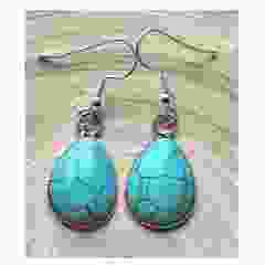 Druppel oorbellen Turkoois 18x13mm