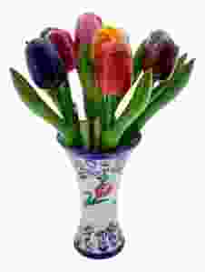 Tulpen vaas geschenk, met 9 tulpen