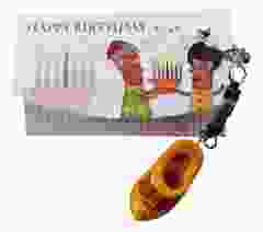 Cadeaukaartje "Happy birthday" met sleutelhanger