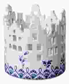 Theelichthouder Huisjes Delfts Blauw Groot