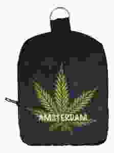 Uitvouwbare tas "Wietblad, Amsterdam" in zakje