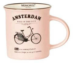 Mug Memoriez - Amsterdam Bicycles - Matte Pink, Large