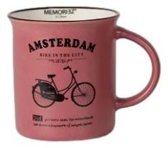 Mug Memoriez - Amsterdam Bicycles - Matt Fuchsia, Large