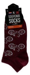 Dames Enkelsokken "Fietsjes Bordeaux" - 35-41