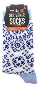 Dames Sokken "Delfts blauw Holland" wit- 35-41