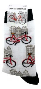 Heren Sokken "Wit/Zwart Fietsen" - 40-46