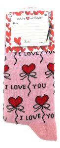 Dames Sokken "I Love You - Roze" 35-41