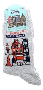 Heren Sokken "Grachtenhuisjes Rood" - 40-46