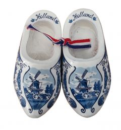 Set houten klompjes 10cm, delfts blauw