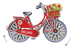 Magneet Holland fiets rood draaiende wielen
