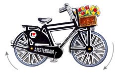 Magneet Amsterdam fiets zwart draaiende wielen