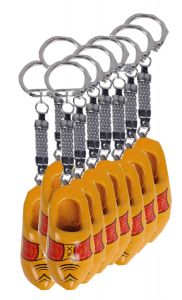 Sleutelhanger 1 houten klompje boerengeel, 12 stuks