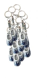 Sleutelhanger 1 delftsblauw houten klompje, 12 stuks