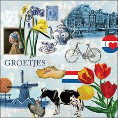 Pakje Servetten "Groetjes uit Nederland" (20 stuks)