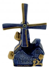 Delft Blue And Gold Windmill In Giftbox