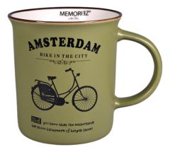 Memoriez Mug - Amsterdam Bicycles - Forest Green, Large