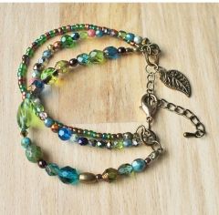 Bracelet facetted Bohemian beads, 3 rows