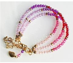 Armband 3 rijen kleurige facetgeslepen glaskralen