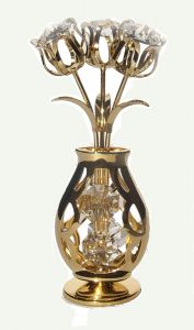 3 Tulpen in vaas, met helder Swarovski kristal