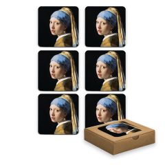 Onderzetter Doos Meisje met Parel (6 stuks)