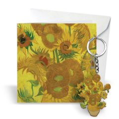Cadeaukaart "Zonnebloemen" met sleutelhanger