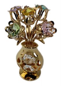 5 tulpen in vaas, zachte kleur, Swarovski kirstallen