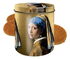 Blikje stroopwafels Meisje met Parel