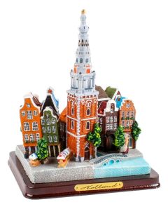 Stadsgezicht op houten voet Holland, 12 cm