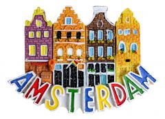 Koelkastmagneet 4 Amsterdamse Huisjes in Kleur