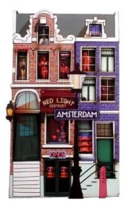 Amsterdamse Grachtenhuisjes Red Light Koelkastmagneet 3, Groot