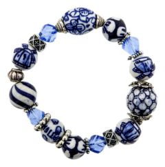 Armband Delfts Blauw met Geslepen Kralen
