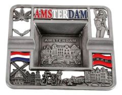 Ashtray "Amsterdam, Square", Tin colored