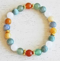 Armband 8mm Aventurijn en jade kralen, 19cm