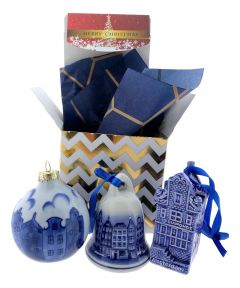 Grachtenhuizen Kerstballen in Cadeaudoosje