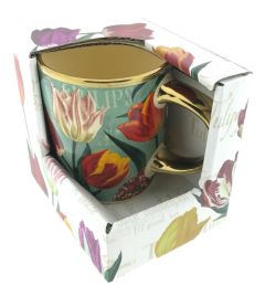 Beker Pretty Tulips groen/goud groot