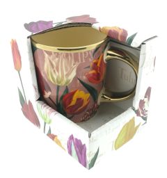 Beker Pretty Tulips roze/goud groot